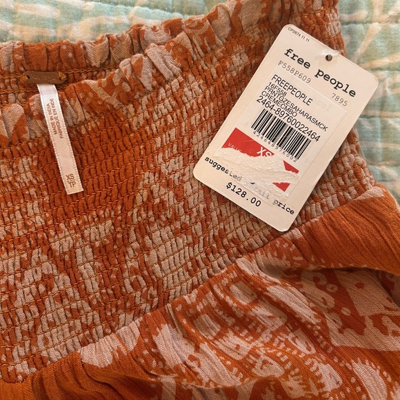 Free People Rust Patterned Wide-Leg Pants - Picture 2 of 3